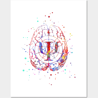 Psychology symbol and brain Posters and Art